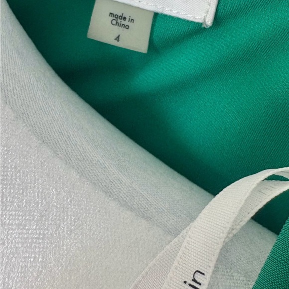 Calvin Klein Emerald Green Faux-Wrap Dress with Gold Accent - Picture 5 of 10